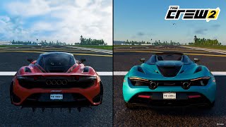 The Crew 2  McLaren 765LT 2020 vs McLaren 720S Spider 2019 Performance and Sound Comparison [upl. by Rednazxela]