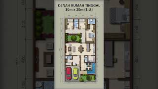 Denah 10x20  1 Lantai  Pembagian Zona Ruang Yang Jelas dan Tegas [upl. by Einobe]