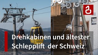 Skigebiet Sattel  Hochstuckli  Stuckli Rondo Drehgondelbahn amp Ältester Skilift der Schweiz [upl. by Niryt746]