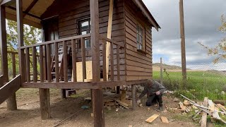 Wooden House Made From Pine Tree  Building Wooden House  Full Video [upl. by Cooke]