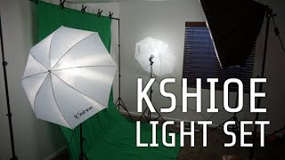 Review of Kshioe photography lighting set with umbrellas softboxes and backdrops [upl. by Koy510]