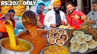 Amritsari Street Food AT Rs20 Only With Amritsar Walking Tour  Bhature Chole Kulcha Chole [upl. by Gnil]