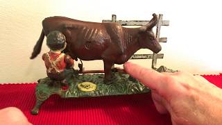 quotMILKING COWquot Original Antique Mechanical Bank [upl. by Etnaud]