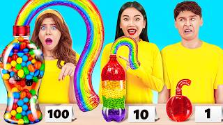 100 Layers of Food Challenge 🌈 Amazing Jelly Bottle Hacks and Rainbow Receipts by 123 GO [upl. by Soalokin]