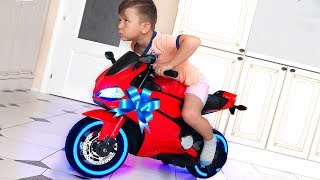 Funny Senya Ride on Sportbike Pocket bike Cross bike Unboxing Surprise toys for kids [upl. by Krucik356]