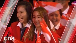 Team Singapore at the SEA Games 2019 opening ceremony [upl. by Ecnarolf]