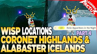 Every Wisp Location in Coronet Highlands amp Alabaster Icelands  Pokemon Legends Arceus [upl. by Ynffit]