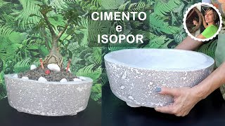 DIYTÉCNICA INCRÍVEL PARA FAZER VASOS DE CIMENTO E ISOPOR já sai pronto do molde com os pés [upl. by Eimas28]