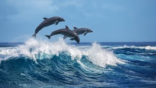 Dolphins Swimming and Jumping with Boat [upl. by Hayden]