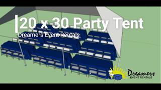 How Many Guests Can Fit Under A 20 x 30 Party Tent  Dreamers Event Rentals [upl. by Vas]