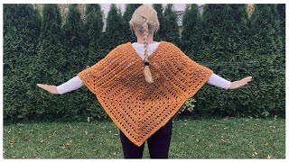 A 4 PIECE GRANNY PONCHO 😮  Granny Square Crochet Poncho Pattern [upl. by Mont]