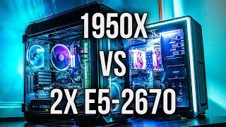 16 CPU Core Comparison  AMD 1950X Threadripper vs 2x Intel Xeon E52670 [upl. by Eelyram]