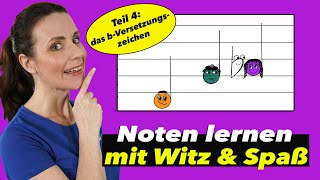 Spielend Noten lernen  Für Kinder  Das B  VERSETZUNGSZEICHEN  Musikunterricht amp Notenschnutzies [upl. by Erie]