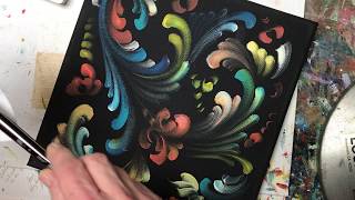 Norwegian Rosemaling  painting therapy  Art of Lise  ASMR unintentional painting [upl. by Yoko]