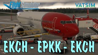 MSFS 2020 Live Real Norwegian Ops  Copenhagen to Krakow Round Trip  PMDG Boeing 737800 [upl. by Herrod401]