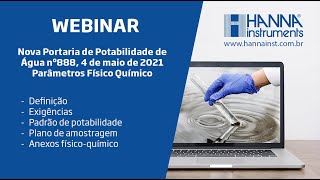 Webinar  Nova Portaria de Potabilidade de Água nº88821 – Parâmetros FísicoQuímicos [upl. by Hasina667]