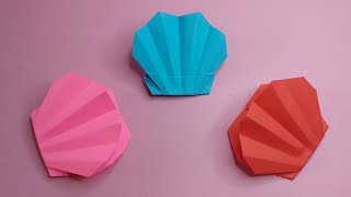 How to make Origami Sea Shell Easy  Cara membuat Origami Kerang Laut [upl. by Brace]