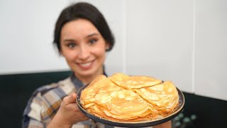 ПРОЩЕ рецепта не найдете САМЫЕ ТОНКИЕ вкусные блинчики на Масленицу Блины на молоке и воде [upl. by Amlus]