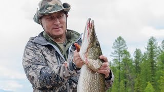 Vladimir Putin catches pike on Russia fishing trip [upl. by Anuaik]