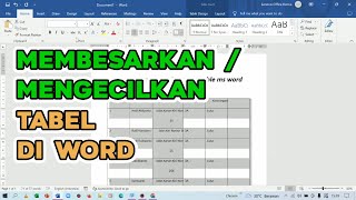 Cara Mengecilkan  Memperbesar Tabel di Microsoft Word [upl. by Wulfe]