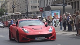 Novitec NLargo Ferrari F12 Terrorizes Vienna  CRAZY Acceleration Sound [upl. by Aytida]