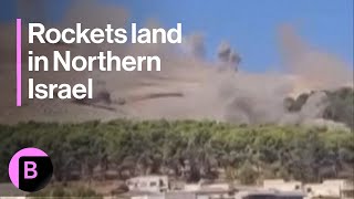 Hezbollah Rocket Attacks on Israel Video Appears to Show Strikes Interceptions in North [upl. by Otreblif]