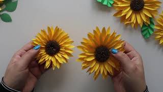 Beautiful Paper Sunflower Tutorial  DIY Small Paper Flower for Room Decoration [upl. by Arrakat]