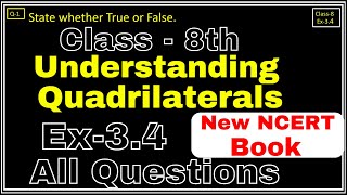 Class8 Ex34 Q1 to Q6 Quadrilaterals Chapter3 Math New CBSE NCERT Book Syllabus 202324 [upl. by Inaluahek]