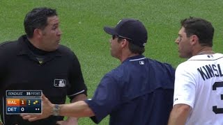 BALDET Kinsler gets tossed after slamming bat [upl. by Trotta594]