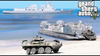 Navy LCAC Hovercraft Beach Landing in GTA 5 [upl. by Araldo]