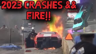 DRAG RACING CRASH FIRE WILD RIDES MORE OF 2023 RACING SEASON  ALL DRIVERS WERE OKAY [upl. by Matty309]