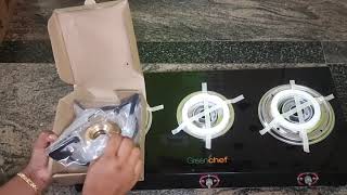 Greenchef 3 Burner glass Gas stowe Unboxing  Greenchef 3 Burner Gas stowe review [upl. by Mlawsky]