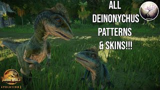 ALL DEINONYCHUS SKINS SHOWCASE  Jurassic World Evolution 2 [upl. by Alsworth]