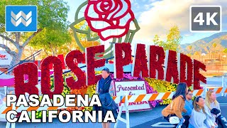 4K 2022 Rose Parade Float Viewing in Pasadena California  New Year Walking Tour 🎧 Binaural Sound [upl. by Lamhaj]