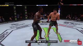 Israel Adensanya using the question mark kick to straight right combo [upl. by Ahron172]