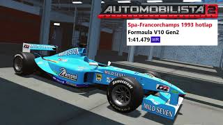 Automobilista 2  Formula V10 Gen2  SpaFrancorchamps 1993 hotlap [upl. by Calendre]