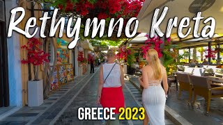 Crete Greece Rethymno walking tour in 4k Kreta Greece 2023 [upl. by Amisoc]