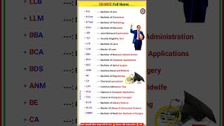 Full Form Of BA BCom BTech Mbbs JeeLLb Cat Tet Anm Bds Bca Bsc  shorts important [upl. by Anirod]