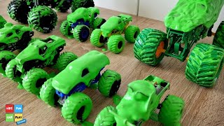 Big Monster Trucks Reveal For Kids  Grave Digger Earth Shaker [upl. by Mcgee]