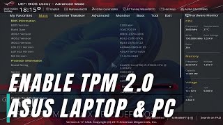 Windows 11 How to Enable TPM 20 in BIOS Asus Motherboard  2024 [upl. by Neicul]