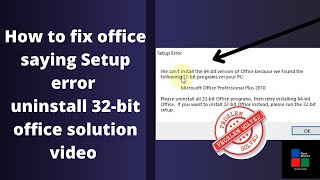 Solved we cant install the 64bit version of office  Three Minutes fix [upl. by Nytsua]