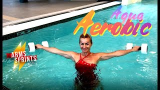 Aqua Aerobic Express Sprints and Arms with Aqua Dumbbells [upl. by Normalie]