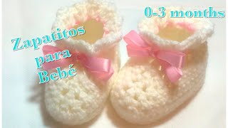 Zapatitos escarpines o patucos para bebe de 03 meses en gancho fácil y rápidos de hacer 104 [upl. by Andrea]