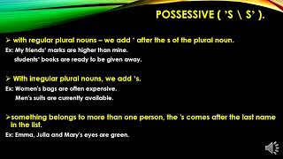 Possessive s amp ed \ ing adjectives \\\\ الملكية s و ed \ ing الصفات المنتهية ب [upl. by Alaham369]