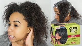 Its Relaxer Day Relax my 4c hair with me ORS No Lye Hair Relaxer 2018 [upl. by Faletti]