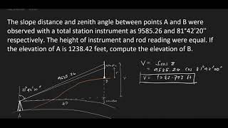 Trigonometric Leveling  Example [upl. by Ben]