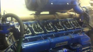 Perkins 4012 engine F G Wilson generator start up after injector setup [upl. by Sekofski167]