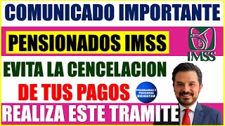 🚨💰Urgente📌Pensión IMSS pensionados deben realizar este trámite para evitar la cancelación de su pago [upl. by Bartolomeo588]