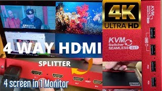 HOW TO USE 4 WAY HDMI SPLITTERS 4 Screen in 1 Monitor [upl. by Ursola995]