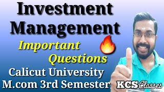 Investment ManagementImportant QuestionsCalicut University Mcom 3rd Semester [upl. by Dietz]